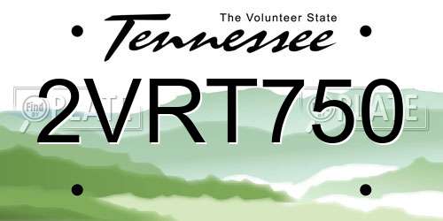 2VRT750 Tennessee License Plate
