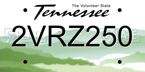 2VRZ250 Tennessee License Plate