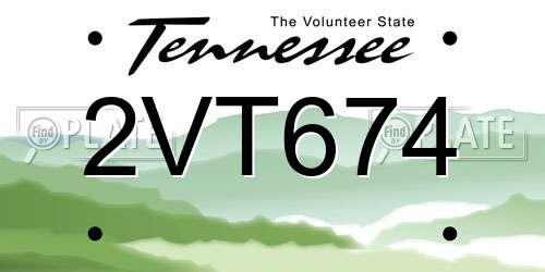 2VT674 Tennessee License Plate
