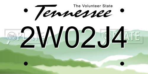 2W02J4 Tennessee License Plate