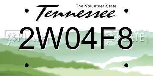 2W04F8 Tennessee License Plate