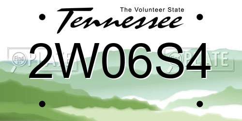 2W06S4 Tennessee License Plate