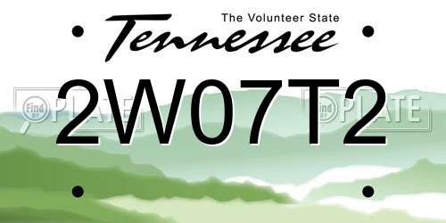 2W07T2 Tennessee License Plate