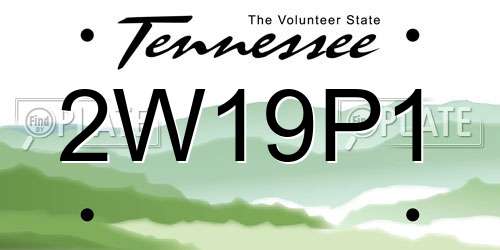 2W19P1 Tennessee License Plate