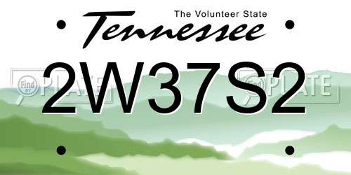 2W37S2 Tennessee License Plate