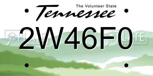 2W46F0 Tennessee License Plate