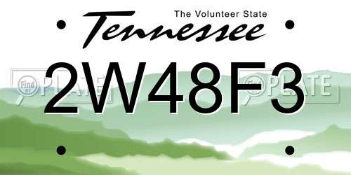 2W48F3 Tennessee License Plate