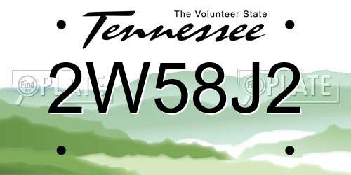 2W58J2 Tennessee License Plate