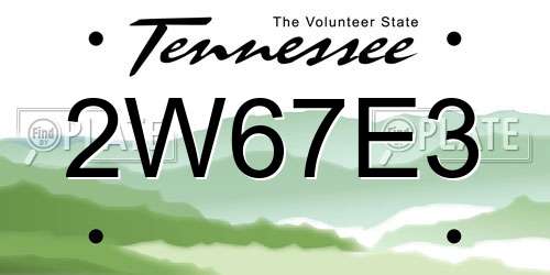 2W67E3 Tennessee License Plate