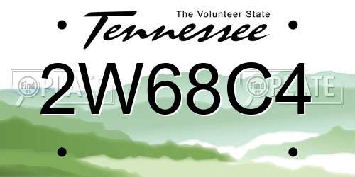 2W68C4 Tennessee License Plate