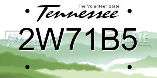 2W71B5 Tennessee License Plate
