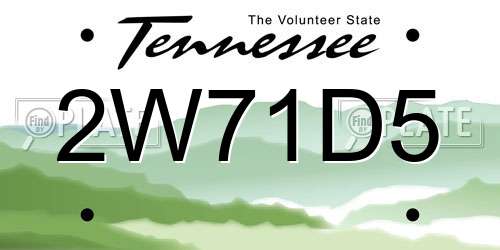 2W71D5 Tennessee License Plate