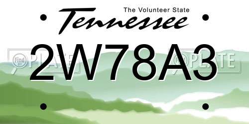 2W78A3 Tennessee License Plate