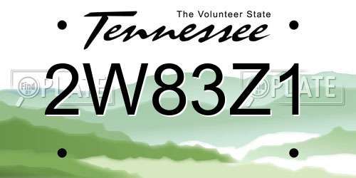 2W83Z1 Tennessee License Plate