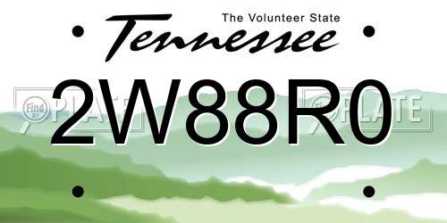 2W88R0 Tennessee License Plate