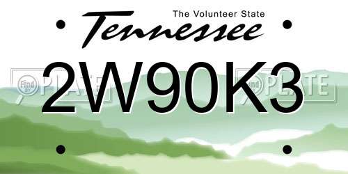 2W90K3 Tennessee License Plate