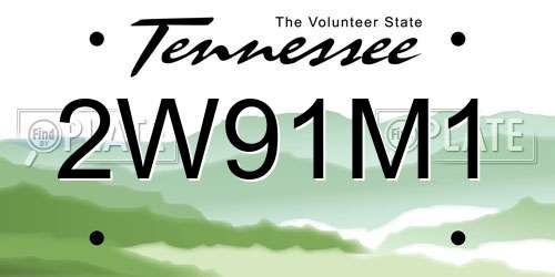 2W91M1 Tennessee License Plate