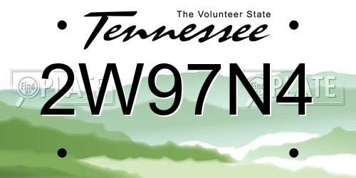 2W97N4 Tennessee License Plate