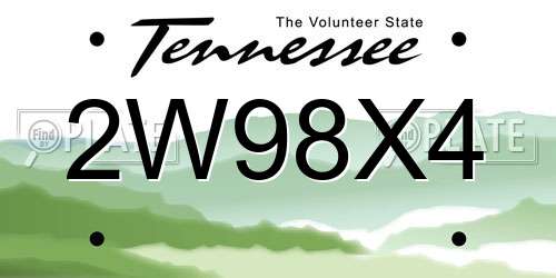 2W98X4 Tennessee License Plate