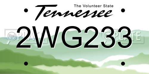 2WG233 Tennessee License Plate
