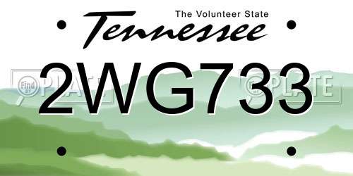 2WG733 Tennessee License Plate