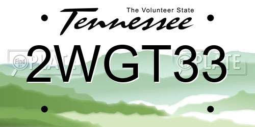 2WGT33 Tennessee License Plate