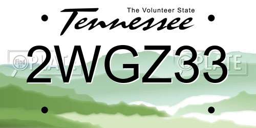 2WGZ33 Tennessee License Plate