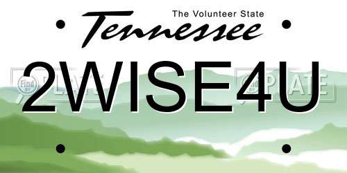 2WISE4U Tennessee License Plate