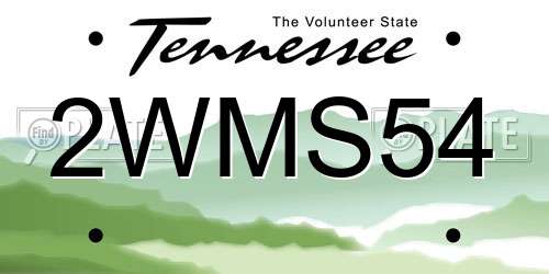 2WMS54 Tennessee License Plate