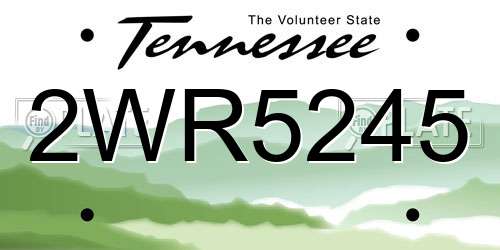 2WR5245 Tennessee License Plate