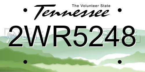 2WR5248 Tennessee License Plate