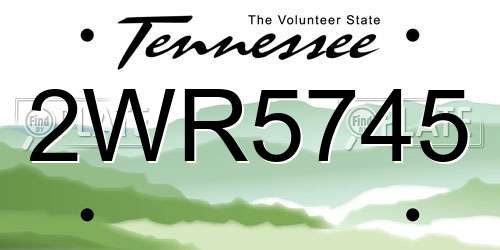 2WR5745 Tennessee License Plate