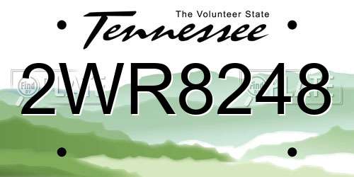 2WR8248 Tennessee License Plate