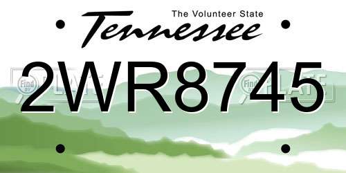2WR8745 Tennessee License Plate