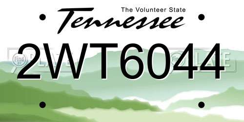 2WT6044 Tennessee License Plate