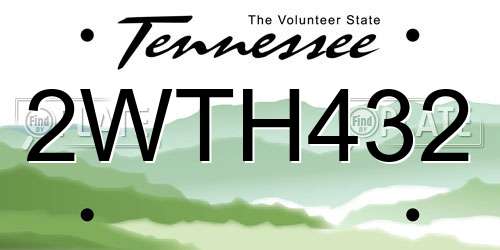2WTH432 Tennessee License Plate