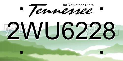 2WU6228 Tennessee License Plate