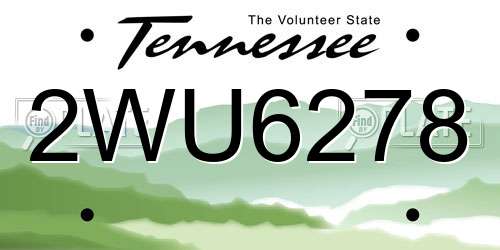 2WU6278 Tennessee License Plate