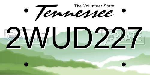 2WUD227 Tennessee License Plate