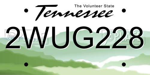 2WUG228 Tennessee License Plate