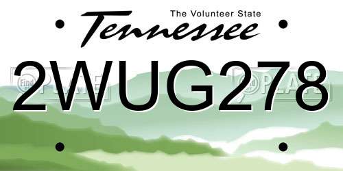 2WUG278 Tennessee License Plate