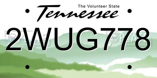 2WUG778 Tennessee License Plate