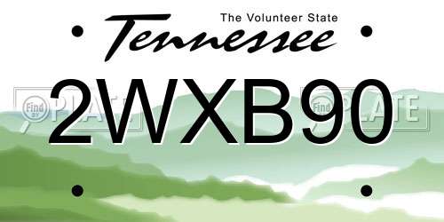 2WXB90 Tennessee License Plate