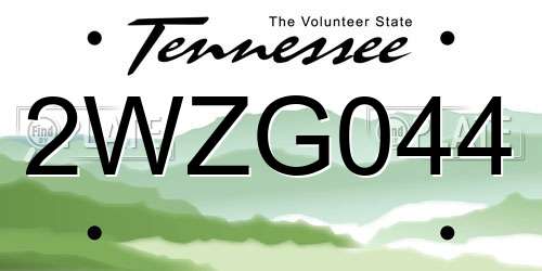 2WZG044 Tennessee License Plate