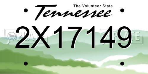 2X17149 Tennessee License Plate