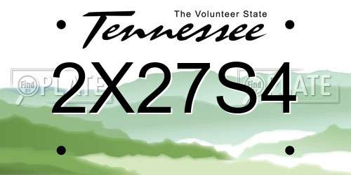 2X27S4 Tennessee License Plate