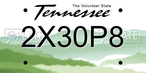 2X30P8 Tennessee License Plate