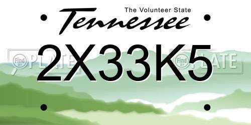 2X33K5 Tennessee License Plate