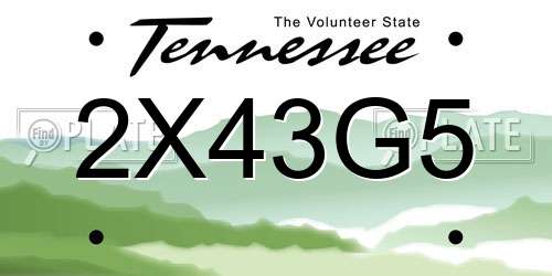 2X43G5 Tennessee License Plate