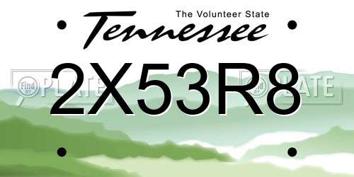 2X53R8 Tennessee License Plate